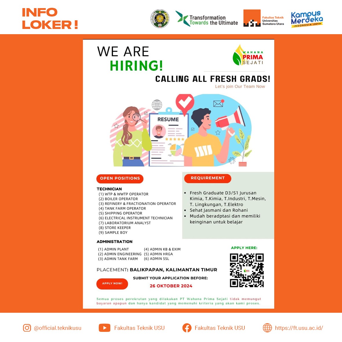 Lowongan Kerja Wahana Prima Sejati - Calling All Fresh Grads!